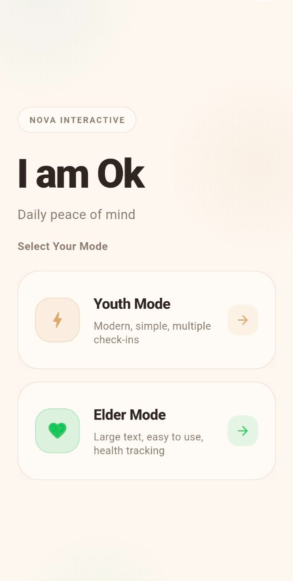 I Am OK screenshot mode selection screen